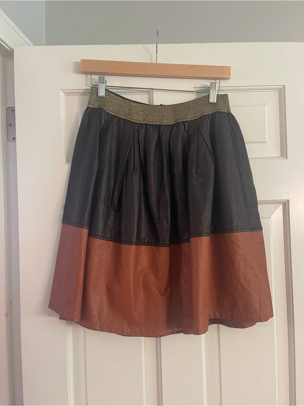 Anthropologie Two-Toned Faux Leather Skirt